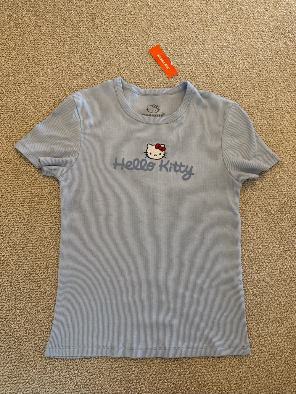 Hello Kitty Light Blue Logo Ribbed Tee